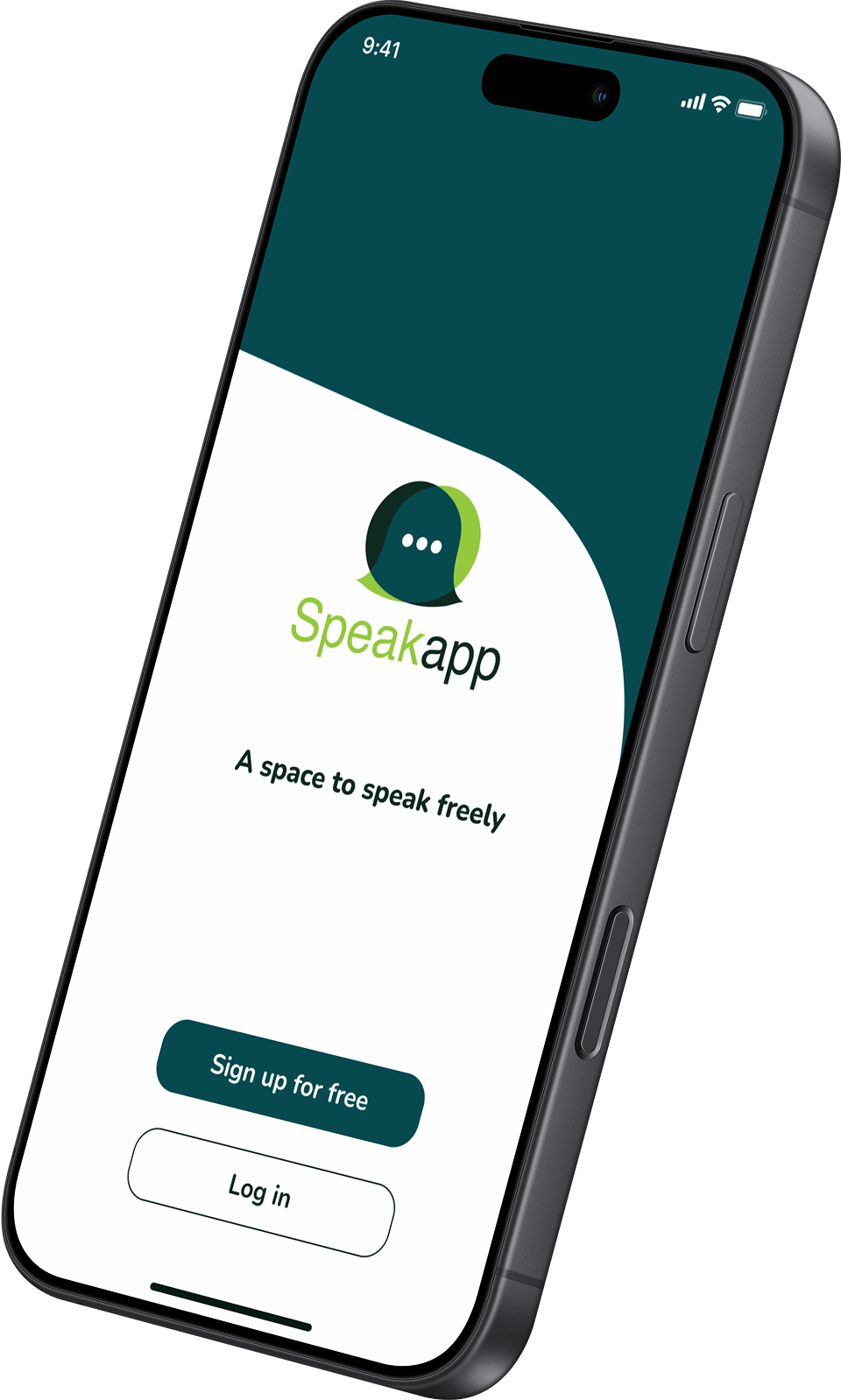 Speakapp signup screen on a smartphone