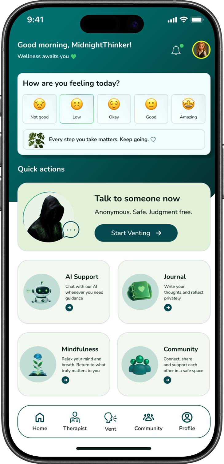 Speakapp wellness dashboard on a smartphone